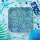 フィッシュブルー ペーパープレート (パーティー)