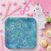 フィッシュブルー ペーパープレート (パーティー)