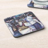 フィッシュヘッドスープ，シンガポール コースター (左側)