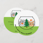 フィッシュボウルのホリデーカードにクリスマス シーズンカード (正面/裏面)