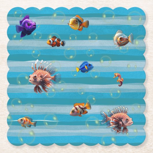 フィッシュボウル紙コースター ペーパーコースター (正面)