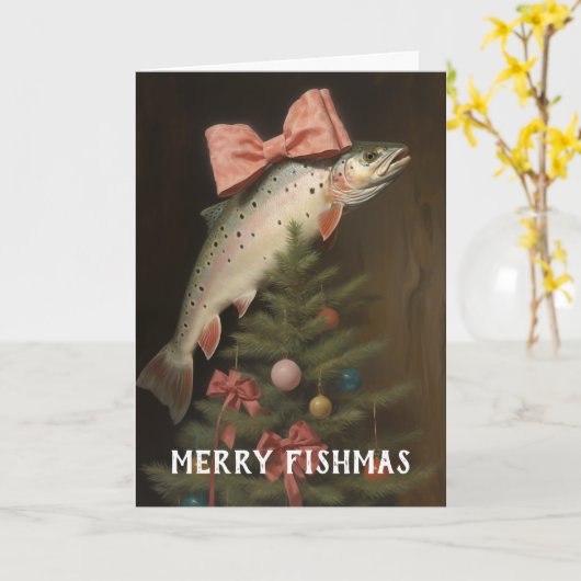 フィッシュマスツリー クリスマスカード カード (黄色い花)