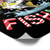 フィッシュマメリーサンタ魚釣りフィッシャーマンキリスおもしろいト ポスター (角)