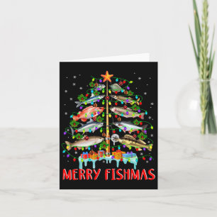フィッシュマメリースおもしろいクリスマスツリーのライトフィッシュフィス カード