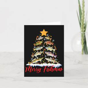 フィッシュマメリースおもしろいクリスマスツリーのライトフィッシュフィス カード