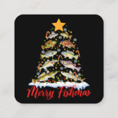 フィッシュマメリースおもしろいクリスマスツリーのライトフィッシュフィス スクエア名刺 (裏面)