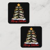 フィッシュマメリースおもしろいクリスマスツリーのライトフィッシュフィス スクエア名刺 (正面/裏面)
