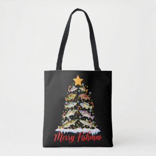 フィッシュマメリースおもしろいクリスマスツリーのライトフィッシュフィス トートバッグ