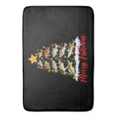 フィッシュマメリースおもしろいクリスマスツリーのライトフィッシュフィス バスマット (正面縦)