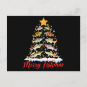 フィッシュマメリースおもしろいクリスマスツリーのライトフィッシュフィス ポストカード (正面)