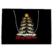 フィッシュマメリースおもしろいクリスマスツリーのライトフィッシュフィス ラージペーパーバッグ (裏面)