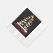 フィッシュマメリースおもしろいクリスマスツリーのライトフィッシュフィス 縁ありランチョンナプキン (角)