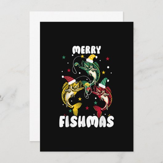 フィッシュマメリースおもしろいクリスマス魚釣りクリスマスフィッシャム 招待状 (正面/裏面)