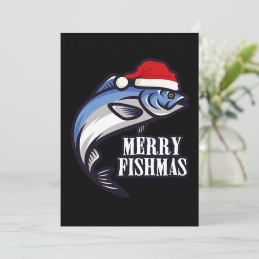 フィッシュマメリー魚釣り漁師クリスマスプレゼント 招待状 (スタンド正面)