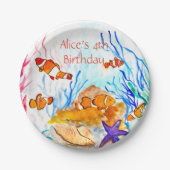 フィッシュマリンザシーアンダー誕生日海サンゴ ペーパープレート (正面)