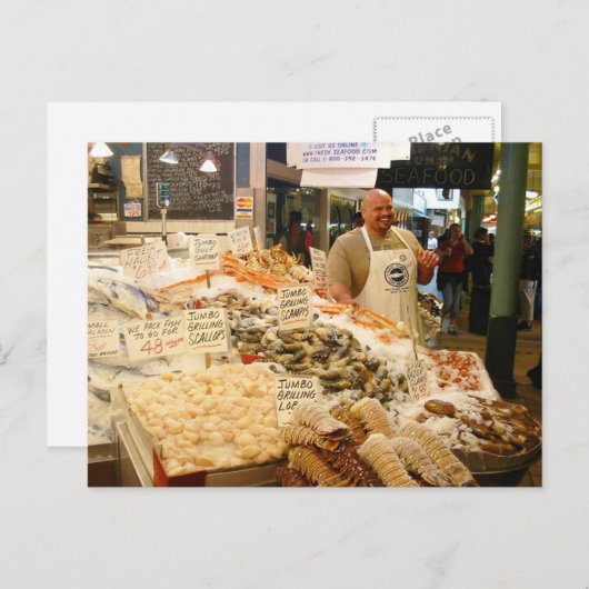 フィッシュマーケットシアトルワシントン ポストカード (正面/裏面)