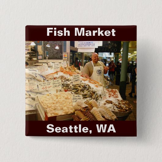 フィッシュマーケットシアトルワシントン 缶バッジ (正面)