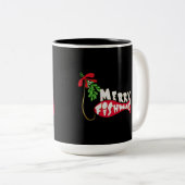 フィッシュメリーおもしろい魚釣りクリスマスマグカップ ツートーンマグカップ (正面右)