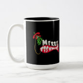フィッシュメリーおもしろい魚釣りクリスマスマグカップ ツートーンマグカップ (左)