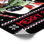 フィッシュメリーサンタ魚釣り醜いクリスマスセーター ポスター (角)