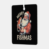 フィッシュメリースおもしろいクリスサンタクロース魚釣り メタルオーナメント (正面左)