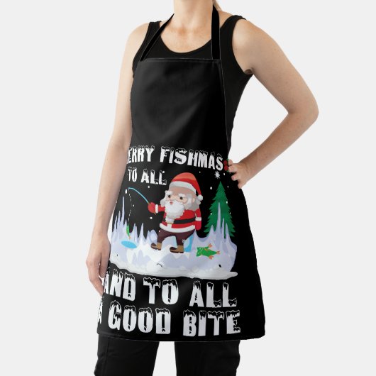 フィッシュメリースおもしろいフィッシュ魚釣りフィッシャーマンクリスマス エプロン (インサイチュ)