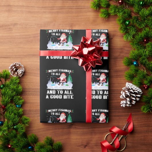 フィッシュメリースおもしろいフィッシュ魚釣りフィッシャーマンクリスマス ラッピングペーパー (クリスマスギフト)
