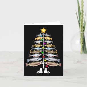 フィッシュメリースクリスマスツリーおもしろい魚釣り カード