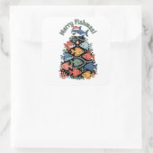 フィッシュメリースクリスマスツリーフィッシュおもしろい魚釣り スクエアシール (バッグ)