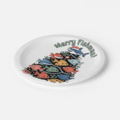 フィッシュメリースクリスマスツリーフィッシュおもしろい魚釣り ペーパープレート (アングル)