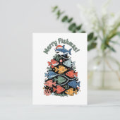 フィッシュメリースクリスマスツリーフィッシュおもしろい魚釣り 案内ポストカード (スタンド正面)