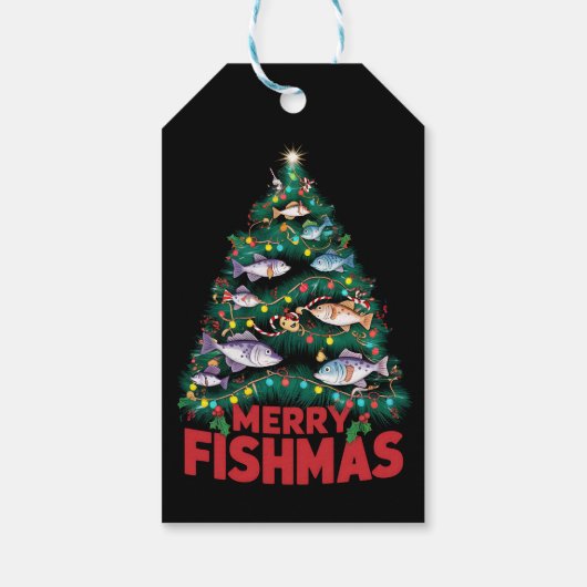フィッシュメリースクリスマスツリーライトフィッシュ魚釣り ギフトタグ (裏面)
