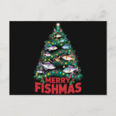フィッシュメリースクリスマスツリーライトフィッシュ魚釣り シーズンポストカード (正面)