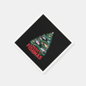 フィッシュメリースクリスマスツリーライトフィッシュ魚釣り スタンダードカクテルナプキン (角)