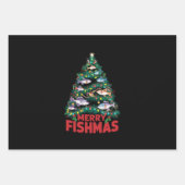 フィッシュメリースクリスマスツリーライトフィッシュ魚釣り ラッピングペーパーシート (正面)