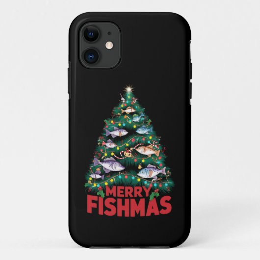 フィッシュメリースクリスマスツリーライトフィッシュ魚釣り Case-Mate iPhoneケース (裏面)
