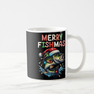フィッシュメリースサンタ魚釣り愛好家フィッシャーマおもしろいン コーヒーマグカップ