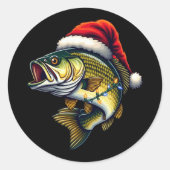 フィッシュメリースサンタ魚釣り愛好家フィッシャーマおもしろいン ラウンドシール (正面)