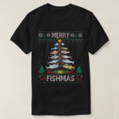 フィッシュメリーズアグリーなセーター魚魚釣りロッドキリスト Tシャツ (デザイン正面)