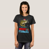フィッシュメリーズクリスマス魚釣りホリデイ Tシャツ (正面フル)