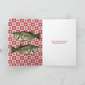 フィッシュメリーズベース魚釣りスノーフレークホリデー カード (内部)