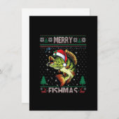 フィッシュメリーバスフィッシュ魚釣りクリスマス醜いSwe 招待状 (正面/裏面)