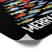 フィッシュメリーフィッシュおもしろいクリスマス魚釣りクリスマス ポスター (角)