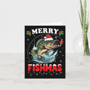 フィッシュメリーフィッシュおもしろい魚釣りクリスマスパパ男性 カード