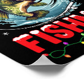 フィッシュメリーフィッシュおもしろい魚釣りクリスマスパパ男性 ポスター (角)