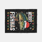 フィッシュメリー魚釣りおもしろいクリスマスパジャマフィッシュ フリースブランケット (正面(横))