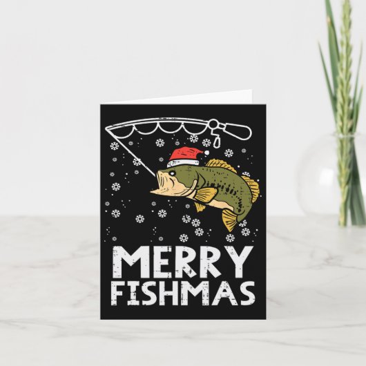 フィッシュメリー魚魚釣りクリスマスクリスマスパパ男性 カード (正面)