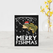 フィッシュメリー魚魚釣りクリスマスクリスマスパパ男性 カード (黄色い花)
