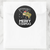 フィッシュメリー魚魚釣りクリスマスクリスマスパパ男性 ラウンドシール (バッグ)