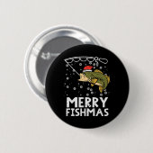 フィッシュメリー魚魚釣りクリスマスクリスマスパパ男性 缶バッジ (正面&裏面)